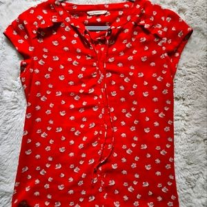 Red Floral Sheer Blouse